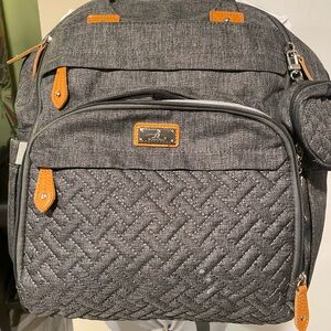 Bobbleroo Gray Quilted Diaper Bag Backpack